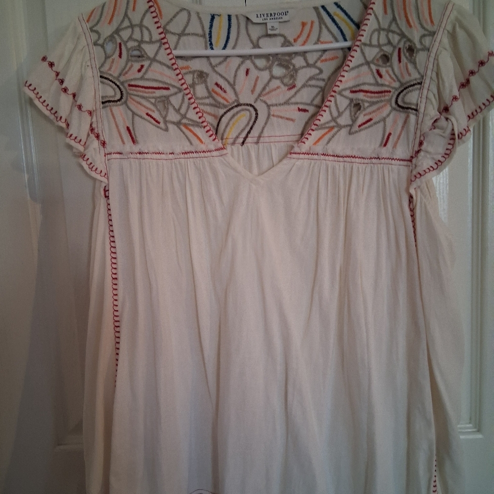 Liverpool Cream Embroidered Blouse